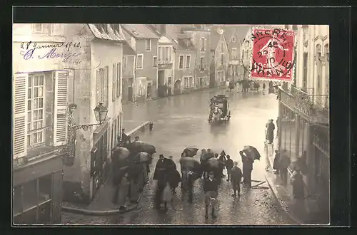 AK Tonnerre, Inondations 1910, Hochwasser in der Stadt 1910