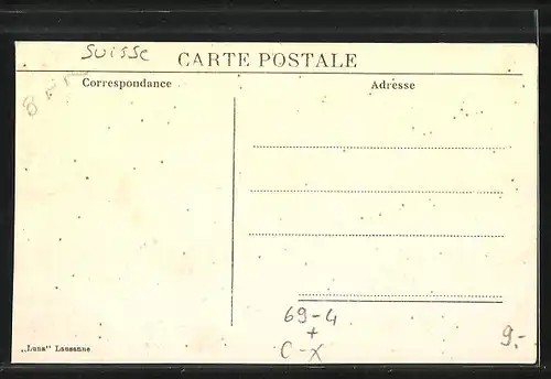 AK Lausanne, Asile des Aveugles, Atelier de Vannerie, Blinde beim Korb flechten