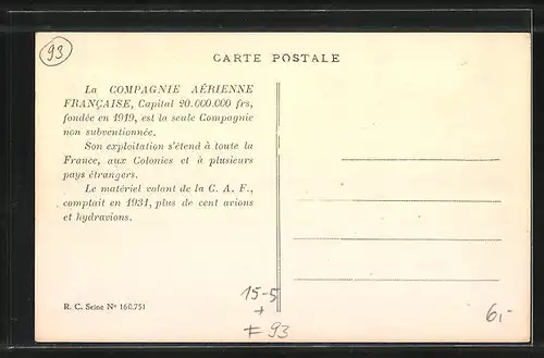 AK Bourget, La Aéroport, Base de la Compagnie Aérienne Francaise, Flughafen