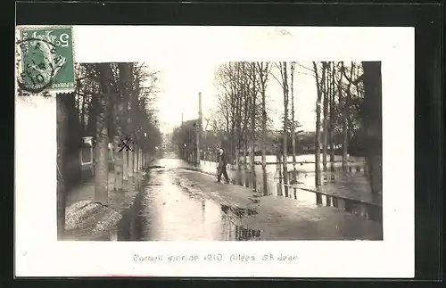 AK Corbeil, Inondations 1910, Allées St-Jean, Hochwasser
