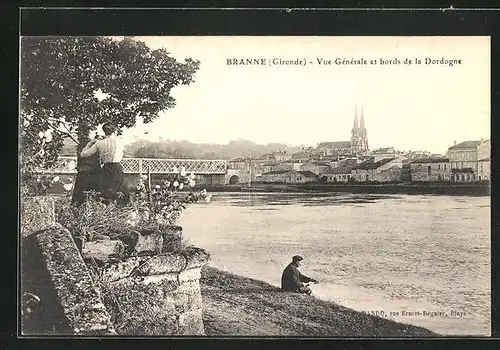 AK Branne, Vue Generale et bords de la Dordogne
