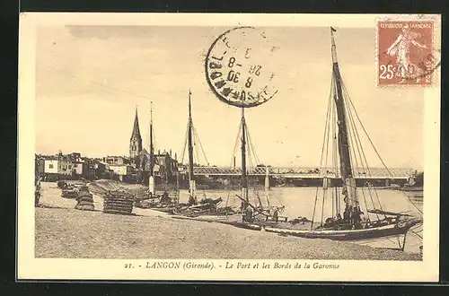 AK Langon, Le port et les Bords de la Garonne