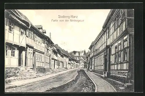 AK Stolberg / Harz, Strassenpartie von der Niedergasse