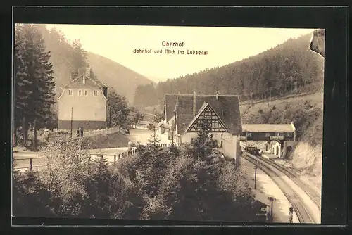 AK Oberhof, Bahnhof und Blick ins Lubachtal