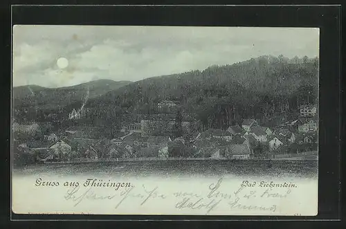 Mondschein-AK Bad Liebenstein, Panoramaansicht