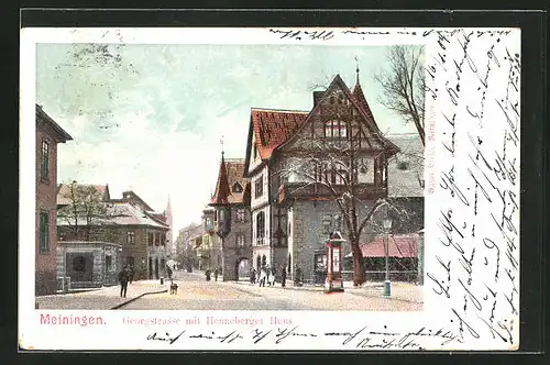 AK Meiningen, Georgstrasse mit Henneberger Haus