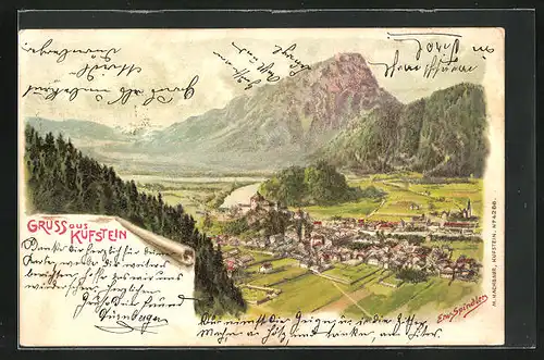 Künstler-AK Erwin Spindler: Kufstein, Ort zum Fusse der Berge