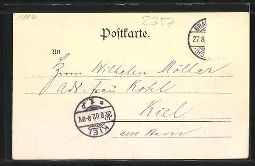 AK Bramstedt / Holstein, Hotel Stadt Hamburg v. H. Hesebeck mit Postamt