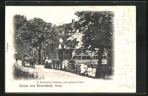 AK Bramstedt / Holstein, Gasthaus Zum grünen Walde mit Terrasse