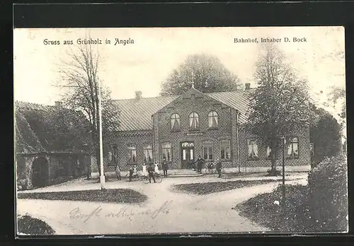 AK Grünholz / Angeln, Portal vom Gasthof von D. Bock