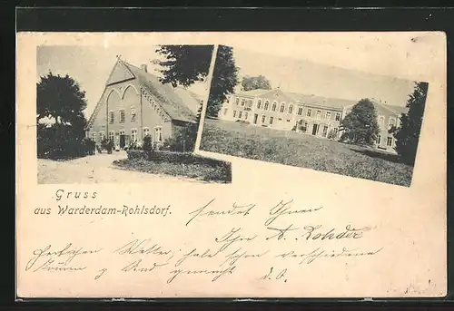 AK Warderdam-Rohlsdorf, Gasthaus und Schloss