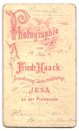 Fotografie F. Haack, Jena, an der Promenade, Portrait stattlicher Herr mit Backenbart