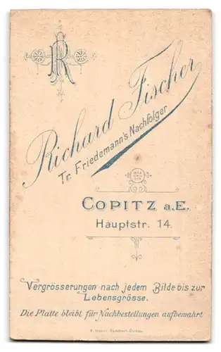 Fotografie Richard Fischer, Copitz a. E., Portrait charmant lächelnde Dame mit Brosche und Amulettkette