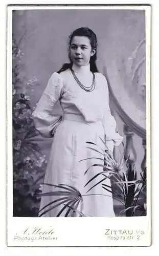 Fotografie A. Wehle, Zittau i. S., Hospitalstr. 2, Portrait bildschönes Fräulein mit eleganter Halskette
