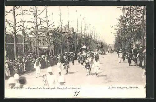 AK Roubaix, Calvacade du 3 ai 1903, Groupe des Coloniaux