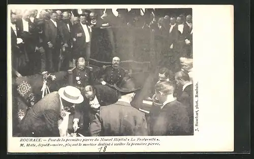 AK Roubaix, Pose de la premiere pierre du Nouvel Hopital La Fraternite