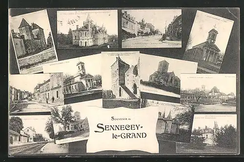 AK Sennecy-le-Grand, Grande Rue et Hopital, Eglise & Chateau