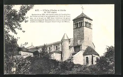 AK Azé, L`Eglise, Clocher et Abside