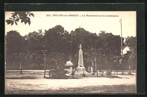 AK Toulon-sur-Arroux, le Monument et la promenade