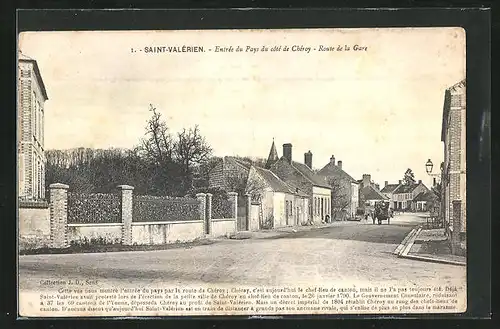 AK Saint-Valérien, Entrée du Pays du cote de Chéroy, Route de la Gare