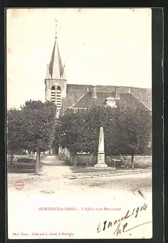 AK Montigny-la-Resle, l'Eglise et le Monument