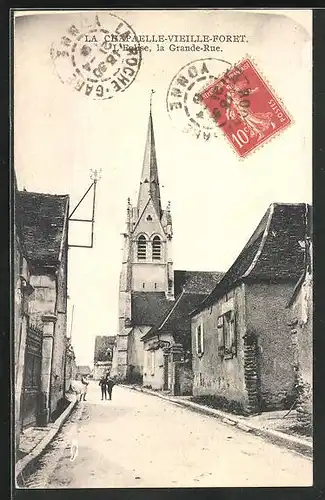 AK La Chapelle-Vieille-Foret, l'Eglise, la Grande-Rue