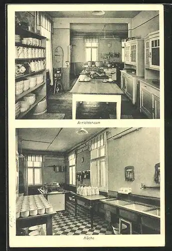 AK Heidelberg / Erzgeb., Landheim der Höheren Schule für Frauenberufe zu Leipzig, Anrichteraum & Küche