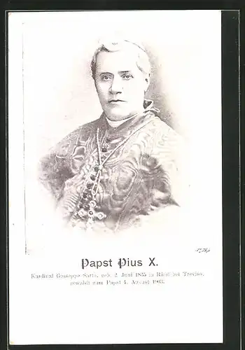 Künstler-AK Portrait Papst Pius X., Kardinal Giuseppe Sarto