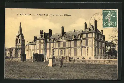 AK Athis-Mons, le devant et la Terrasse du Chateau