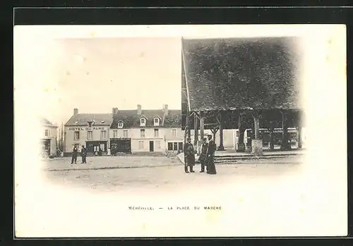 AK Méréville, La Place du Marché