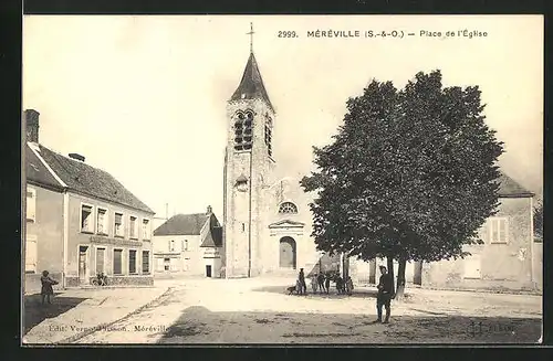 AK Méréville, Place de l`Église