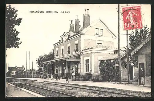 AK Romanéche-Thorins, la Gare, Bahnhofsgebäude