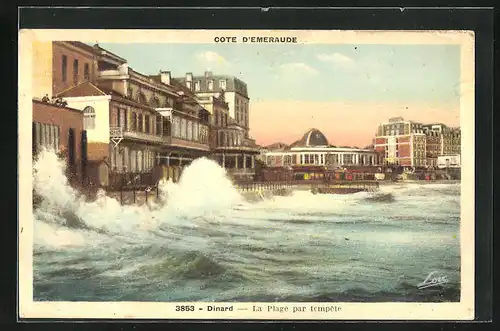 AK Dinard, La Plage par tempête