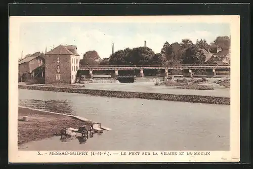 AK Messac-Guipry, Le Pont sur la Vilaine et le Moulin