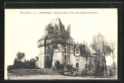 AK Cherveux, Chateau feodal du XVe siecle, Facade Meridionale