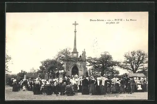 AK Pitie, La Messe en plein air, Deux-Sevres