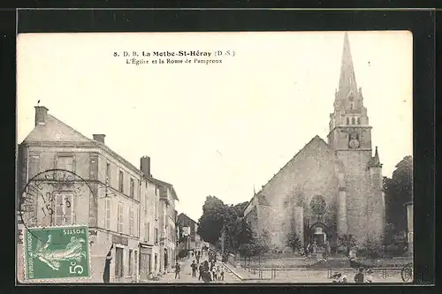 AK La Mothe-St-Heray, L`Eglise et la Route de Pamproux