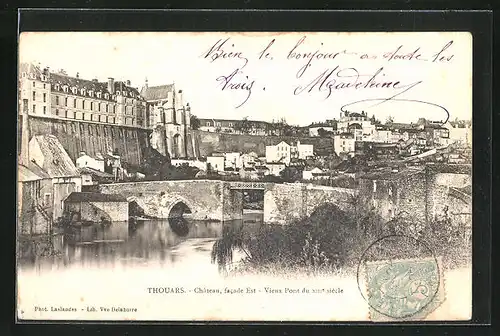 AK Thouars, Chateau, facae East, Vieux Pont du XIIIe siecle