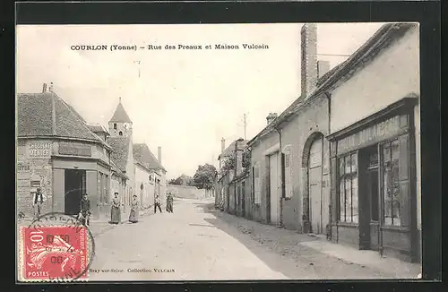 AK Courlon, Rue des Preaux et Maison Vulcain