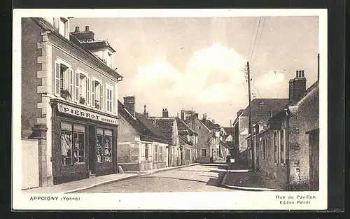 AK Appoigny, Rue du Pavillon, Magasin Pierrot