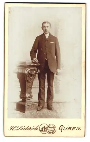 Fotografie H. Dieterich, Guben, Portrait junger charmanter Mann im eleganten Anzug