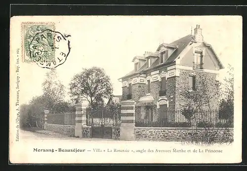AK Morsang-Beausejour, Villa La Roseraie, angle des Avenues Marthe et de La Princesse
