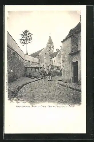 AK Viry-Chatillon, Rue de Morsang et Eglise