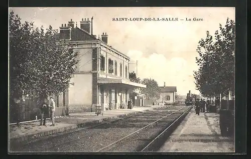 AK Saint-Loup-de-La-Salle, La Gare, Bahnhof