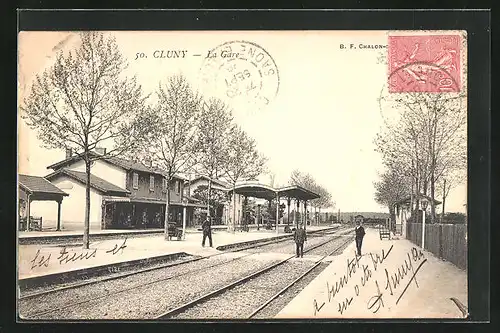 AK Cluny, La Gare, Bahnhof