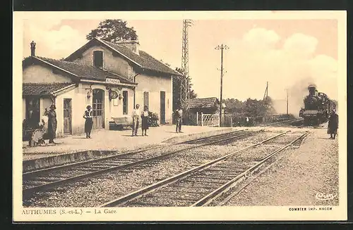 AK Authumes, La Gare, Bahnhof