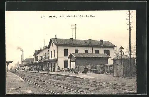 AK Pavay-le-Monial, La Gare, Bahnhof