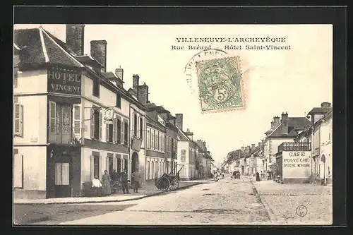 AK Villeneuve-L`Archeveque, Rue Breard, Hotel Saint-Vincent