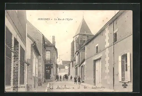 AK Sergines, La Rue de l`Eglise