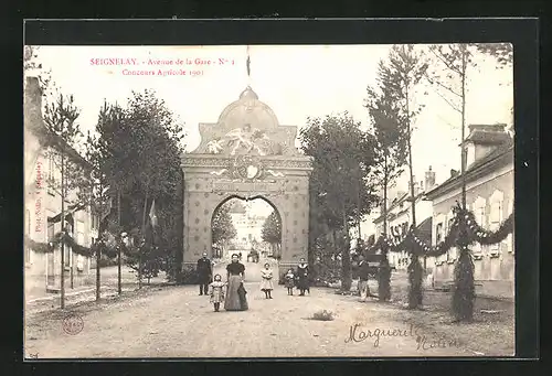 AK Seignelay, Avenue de la Gare, Concours Agricole 1903